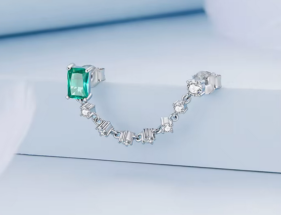 Prosperk Double náušnice zelený zirkon