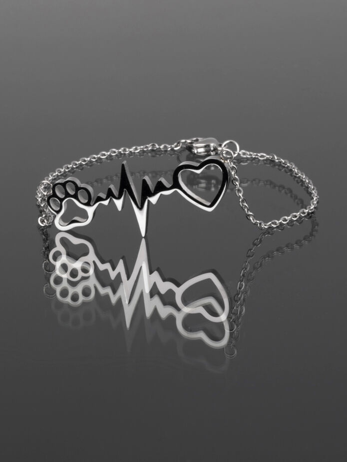 Prosperk Dámský ocelový náramek s tepem a tlapkou S3083