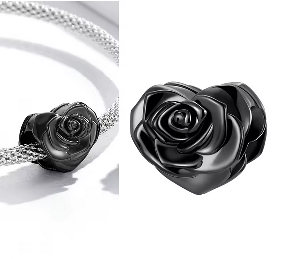 Prosperk Korálek na náramek černá růže S2520