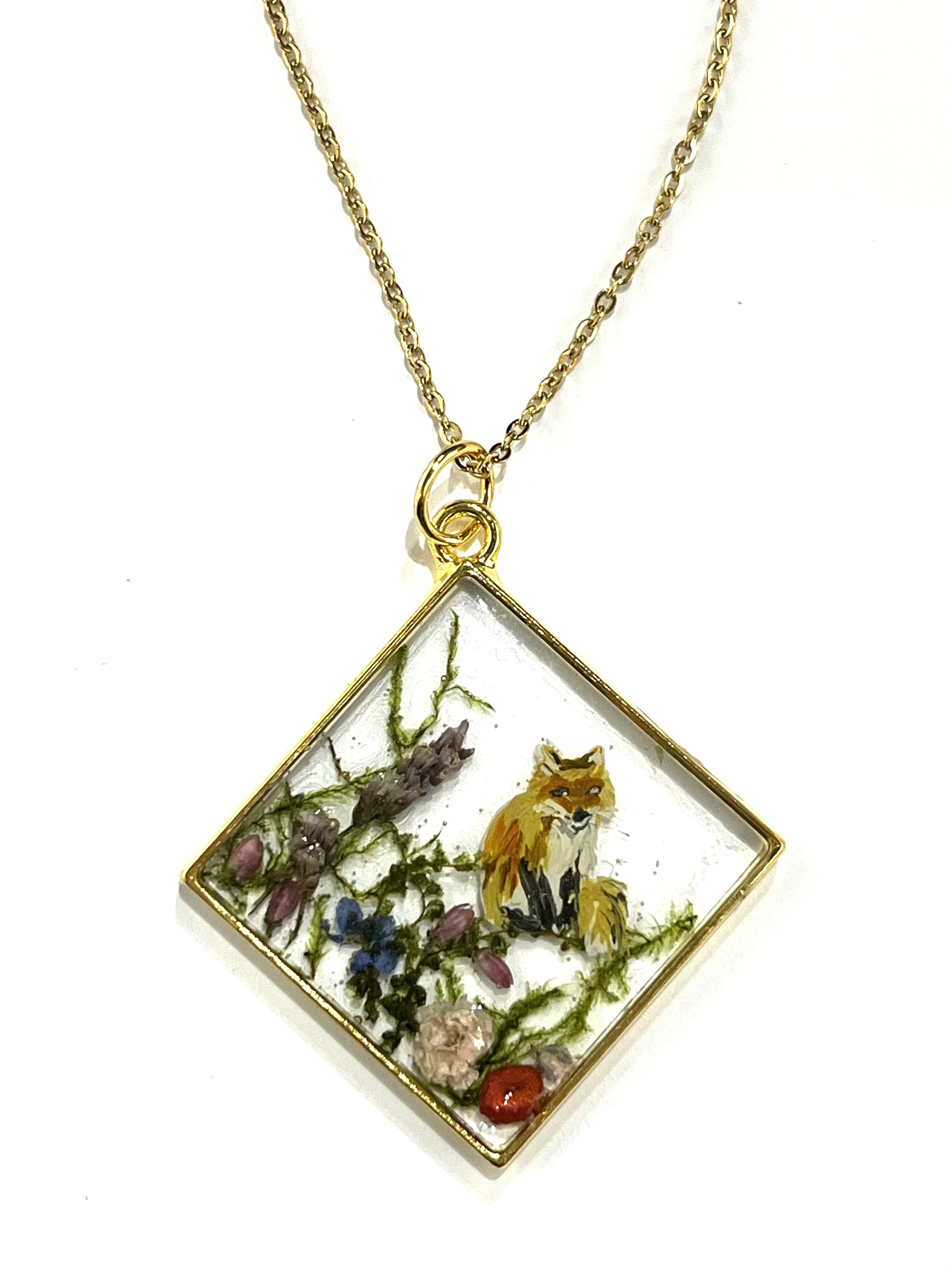 MadeByBahu Náhrdelník akvárko hranaté Liška 28958