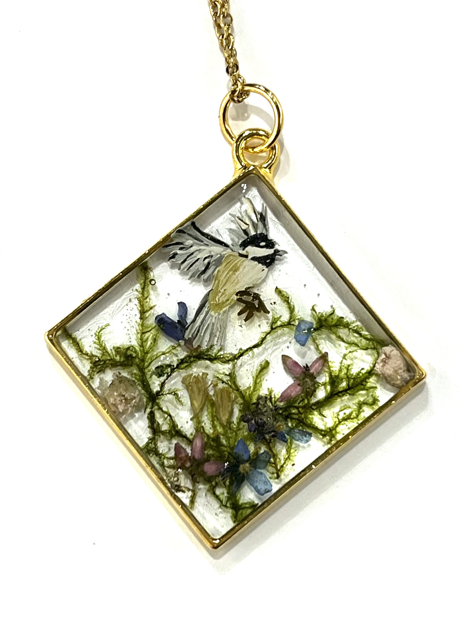 MadeByBahu Náhrdelník akvárko hranaté sýkorka 28958