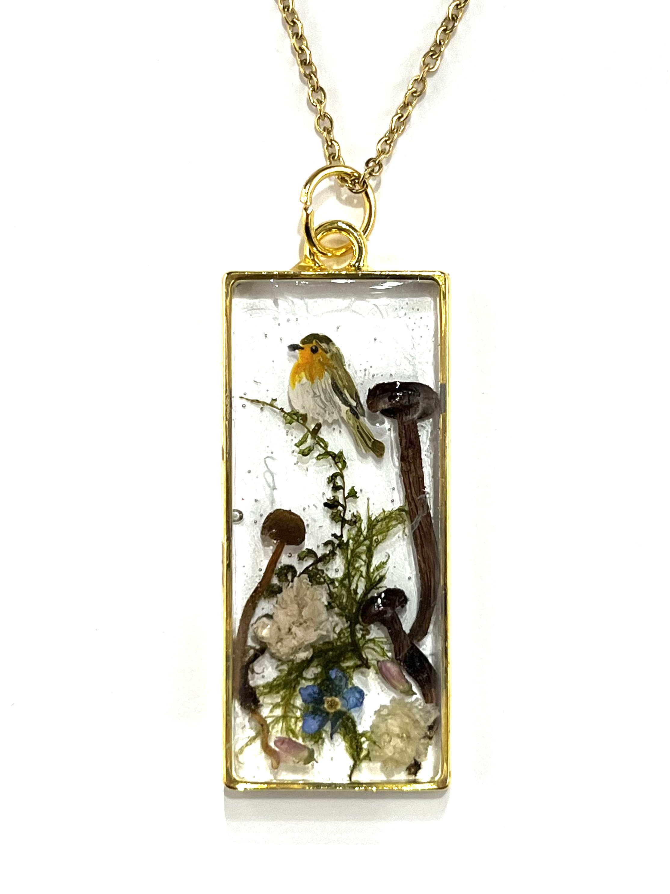 MadeByBahu Náhrdelník akvárko podlouhlé Ptáček 28958