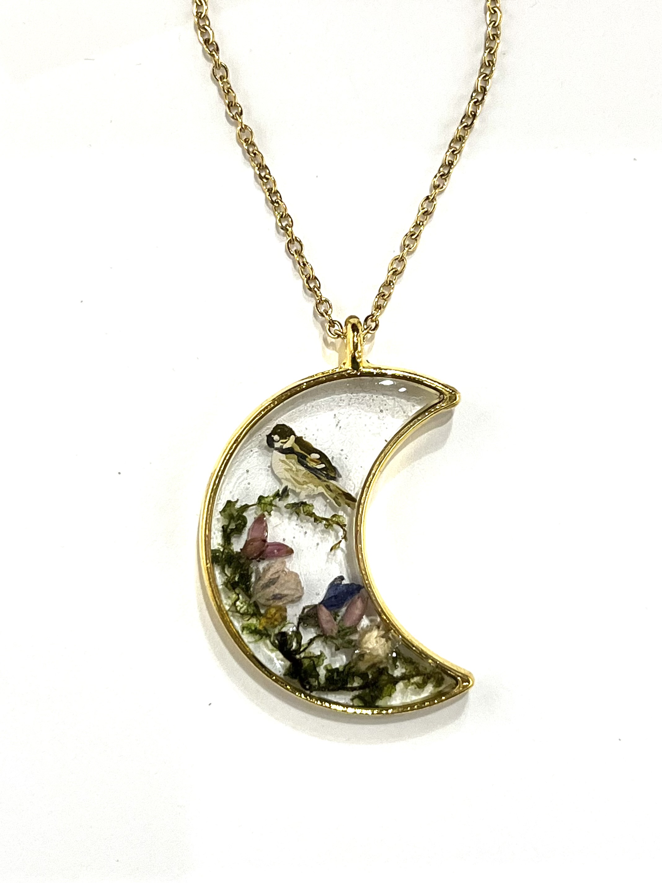 MadeByBahu Náhrdelník akvárko měsíc Ptáček 28958