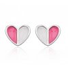 Stříbrné náušnice pecky srdíčka růžový smalt
