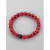 Krásné náramky z korálků barveného červeného magnezitu a lávového kamene