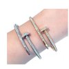 Náramek hřebík ocelový s krystalky stříbrný