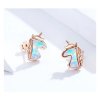 Náušnice stříbrné pecky jednorožec z opálu