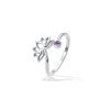 Stříbrný prstýnek Lotosový květ - fialkový zirkon