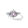 Stříbrný prstýnek Lotosový květ - růžový zirkon