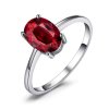 Prstýnek červený zirkon stříbrný