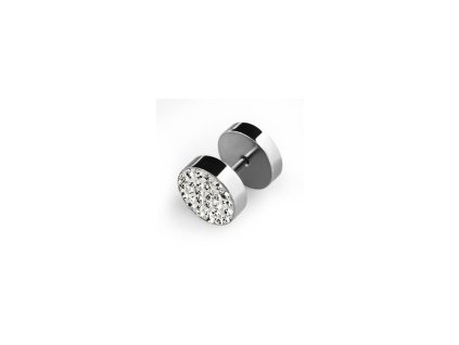 17841 falesny piercing plug s krystalky ocelovy