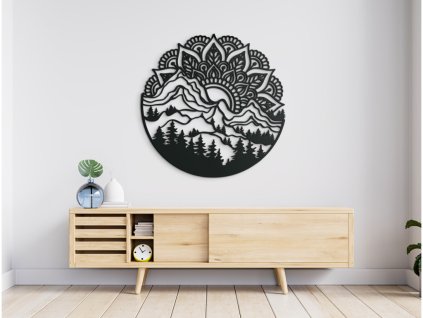 47069 2 drevena mandala na stenu vychod slnka