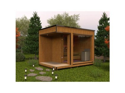Zahradní sauna Vibe Luxury borovice 3,3 včetně zastřešené terasy