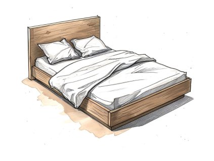 Postel na maru masivni dub skica : Prostedub