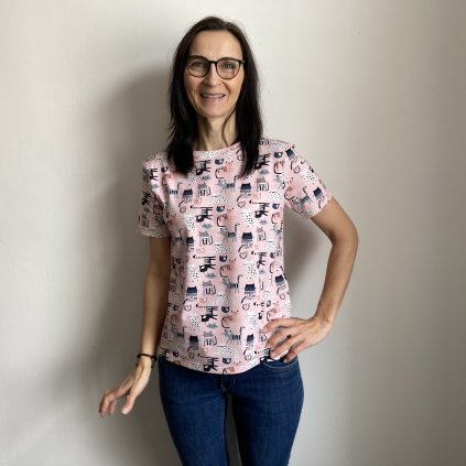 Kočky na růžové - dámské tričko