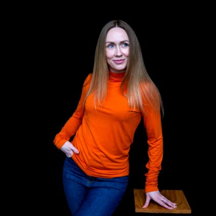 triko dámská dlouhé oranžové