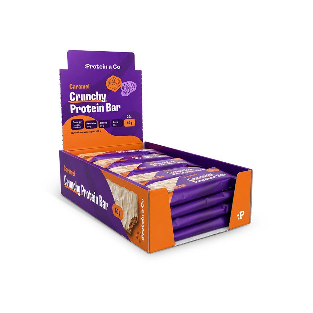 Crunchy proteinová tyčinka karamel — krabička 20 × 50 g