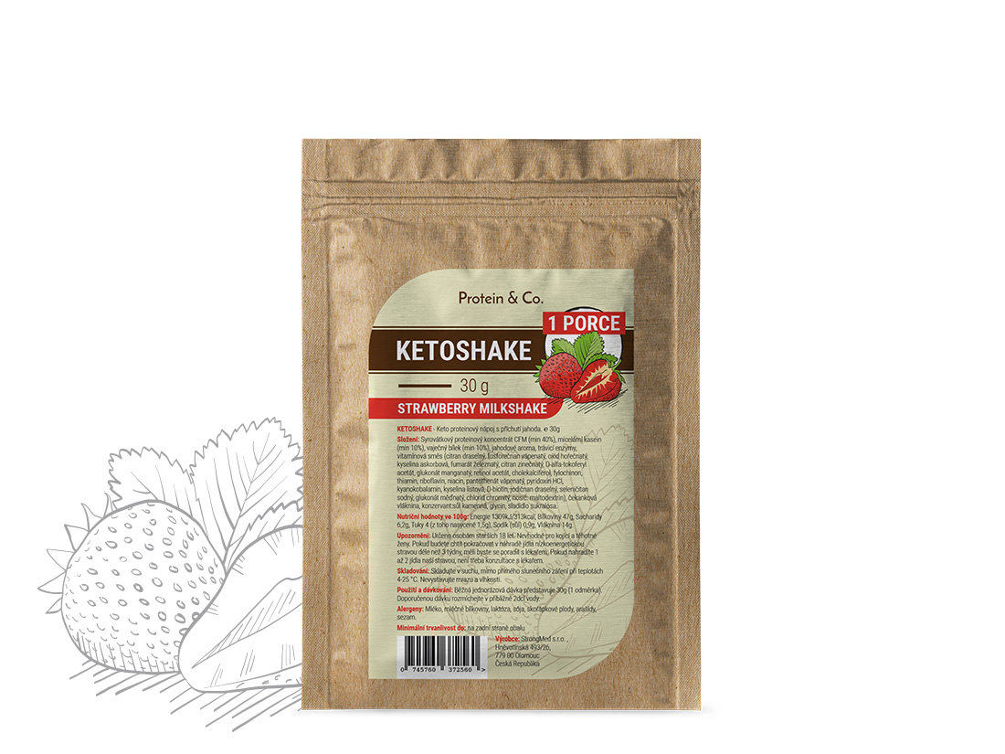 Levně Protein & Co. Ketoshake – 1 porce 30 g Vyber si z těchto lahodných příchutí: Strawberry milkshake