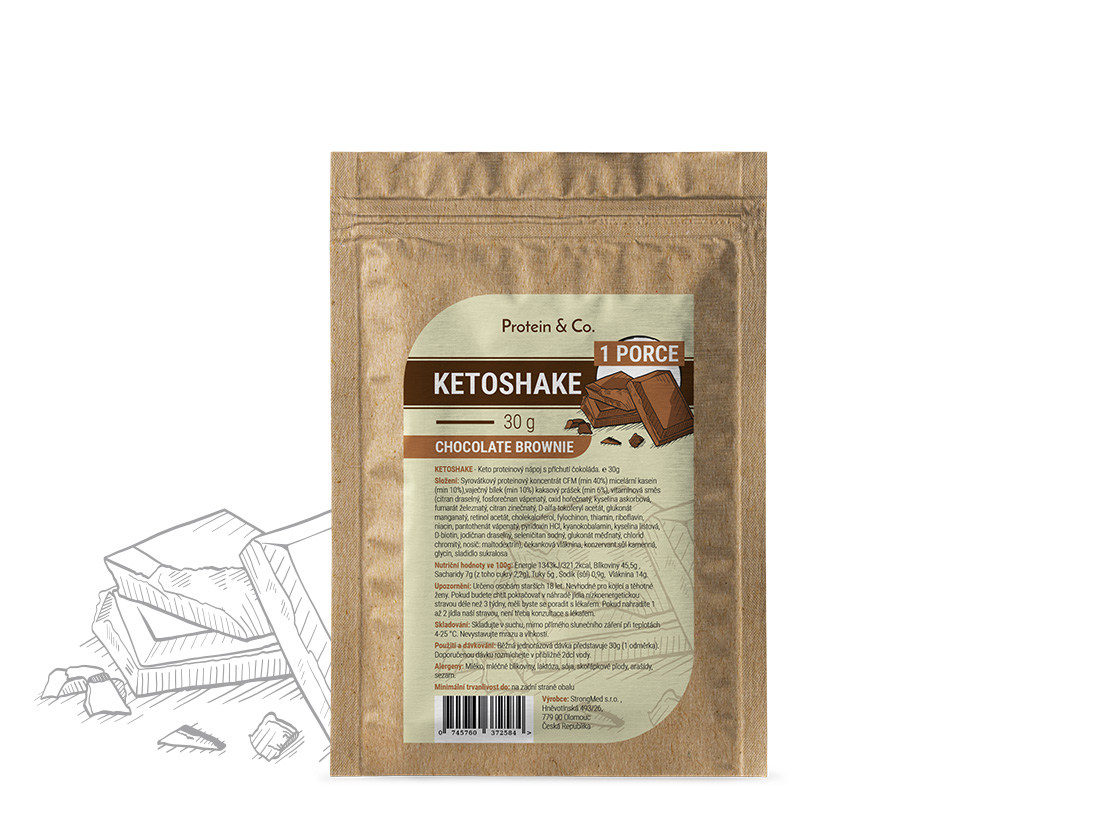 Protein & Co. Ketoshake  – 1 porce 30 g Vyber si z těchto lahodných příchutí: Chocolate brownie