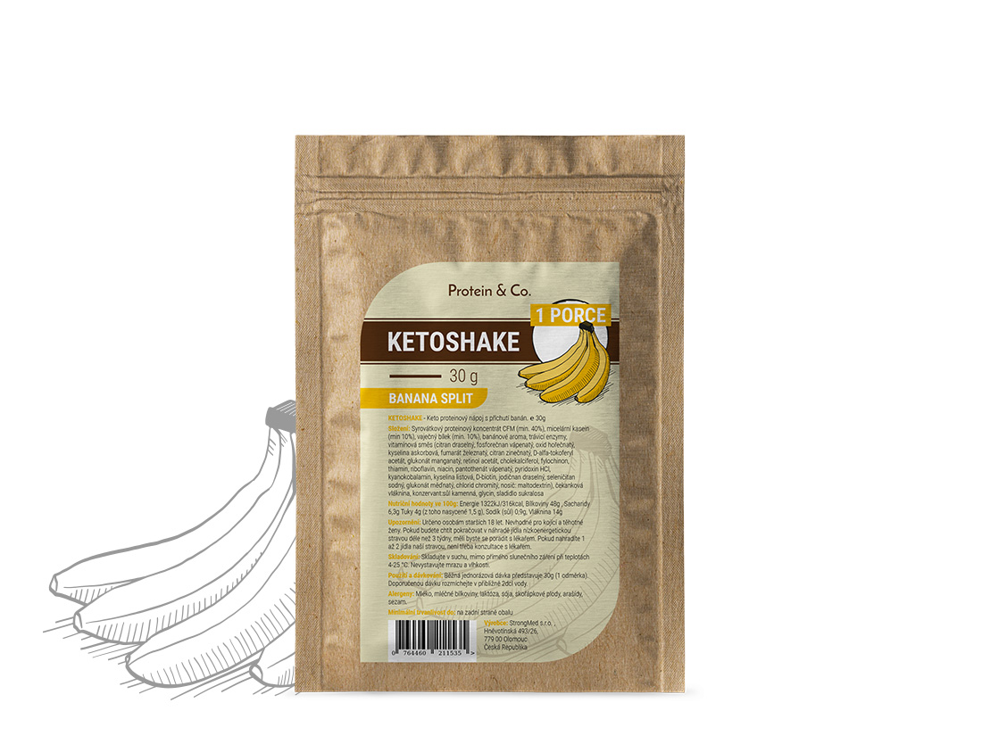 Protein & Co. Ketoshake  – 1 porce 30 g Vyber si z těchto lahodných příchutí: Banana split