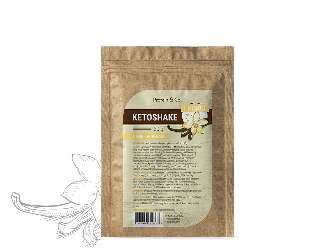 Protein & Co. Ketoshake  – 1 porce 30 g Vyber si z těchto lahodných příchutí: Vanilla dream