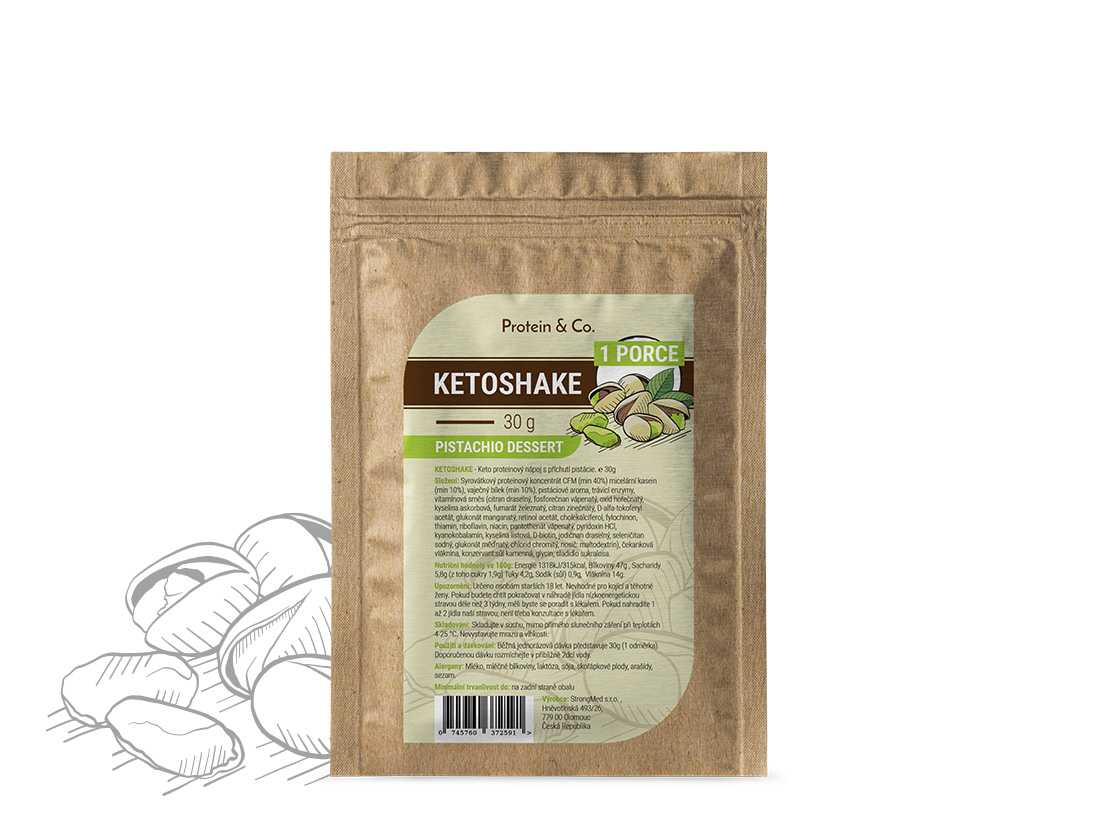 Protein & Co. Ketoshake  – 1 porce 30 g Vyber si z těchto lahodných příchutí: Pistachio dessert