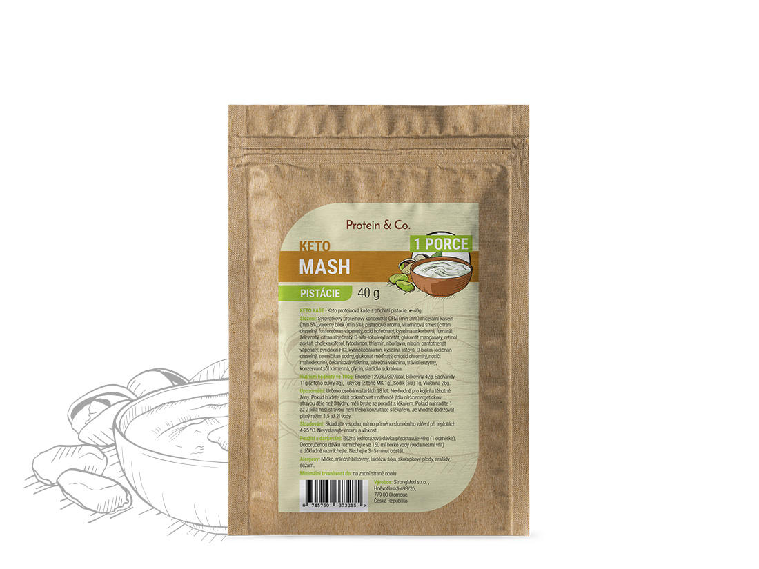 Levně Protein & Co. Keto mash – proteinová dietní kaše - 1 porce 40 g Vyber si z těchto lahodných příchutí: Pistácie
