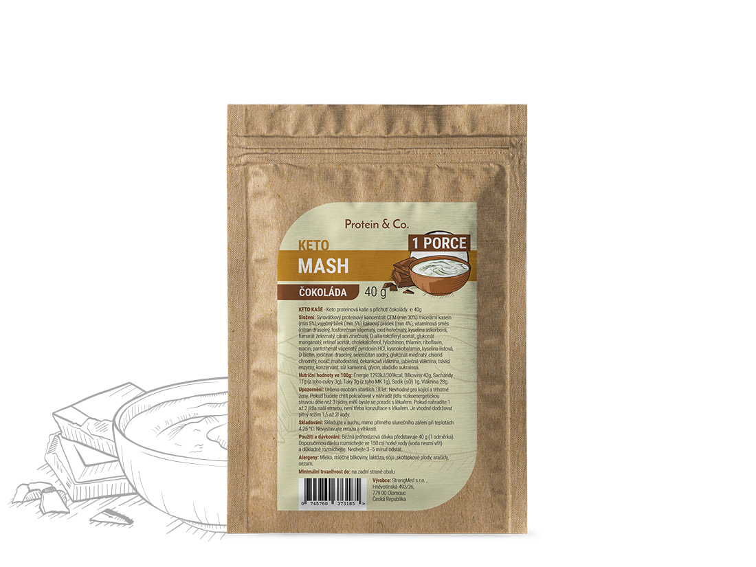 Levně Protein & Co. Keto mash – proteinová dietní kaše - 1 porce 40 g Vyber si z těchto lahodných příchutí: Čokoláda