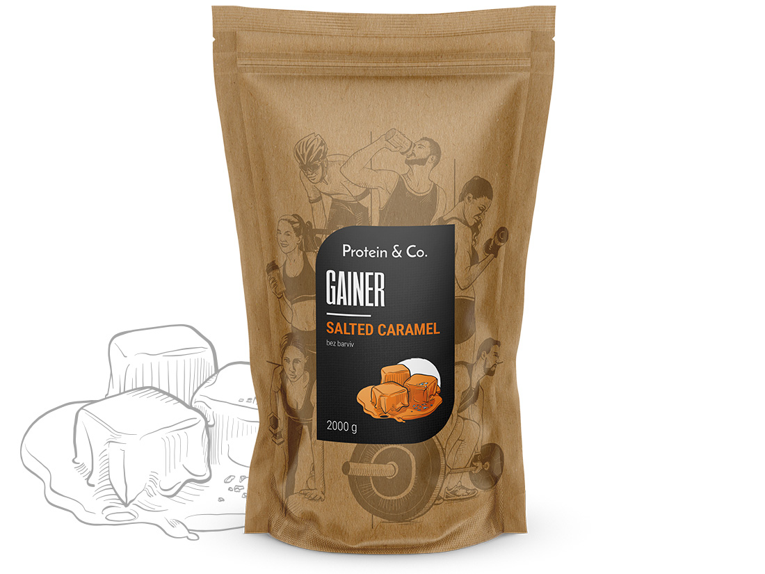 Protein&Co. Gainer 2 kg Vyber si z těchto lahodných příchutí: Salted caramel