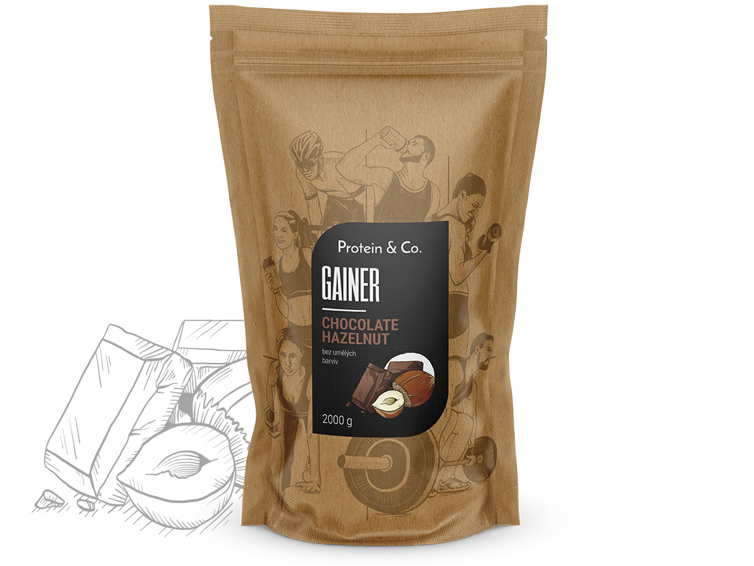 Levně Protein&Co. Gainer 2 kg Vyber si z těchto lahodných příchutí: Chocolate Hazelnut