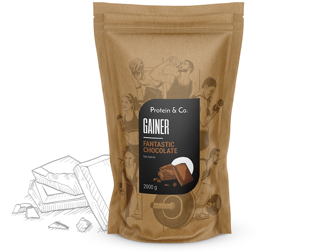 Levně Protein&Co. Gainer 2 kg Vyber si z těchto lahodných příchutí: Fantastic chocolate
