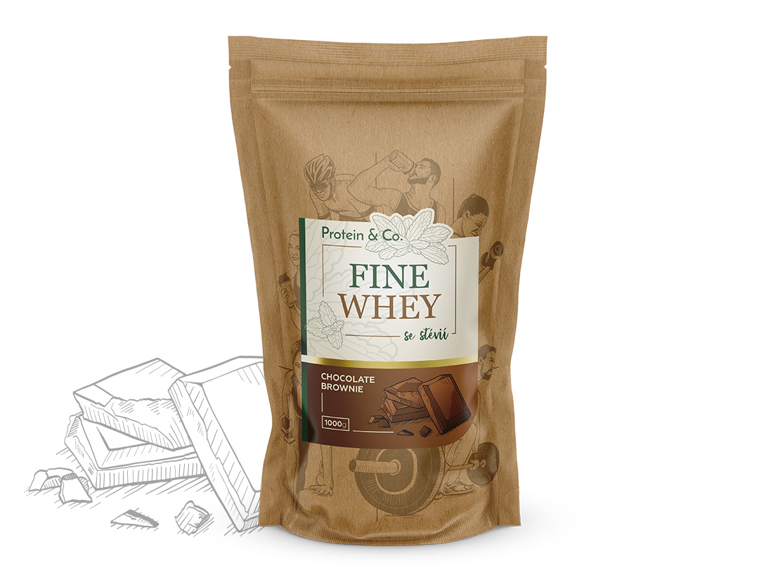 Levně Protein&Co. FINE WHEY – přírodní protein slazený stévií 1 000 g Vyber si z těchto lahodných příchutí: Chocolate brownie
