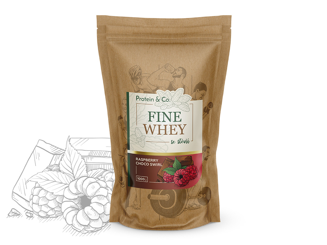 Protein&Co. FINE WHEY – přírodní protein slazený stévií 1 000 g Zvol příchuť: Chocolate brownie Obrázek