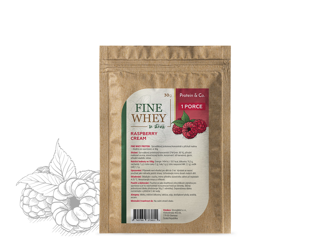 Levně Protein & Co. FINE WHEY – přírodní protein slazený stévií – 30 g Vyber si z těchto lahodných příchutí: Raspberry cream