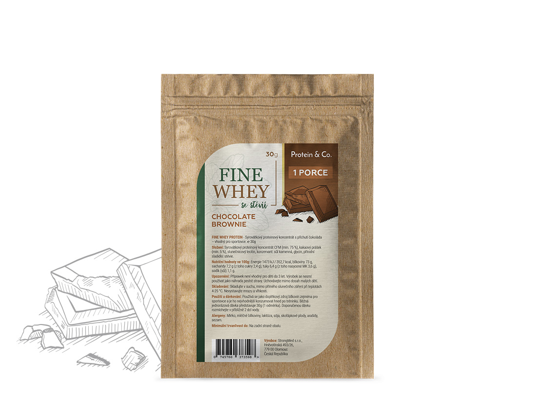 Levně Protein & Co. FINE WHEY – přírodní protein slazený stévií – 30 g Vyber si z těchto lahodných příchutí: Chocolate brownie