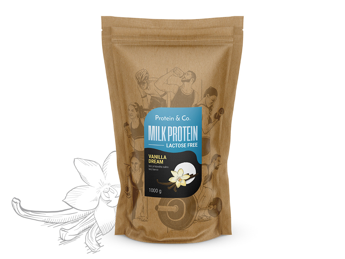 Levně Protein & Co. MILK PROTEIN – bezlaktózový protein 1 kg Vyber si z těchto lahodných příchutí: Vanilla dream