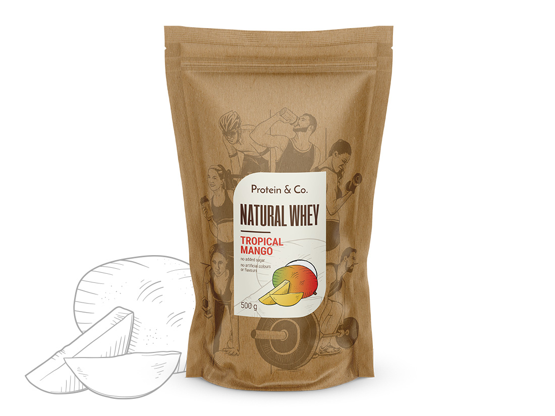 Levně Protein&Co. Natural Whey 1 kg Váha: 500 g, Vyber si z těchto lahodných příchutí: Tropical mango