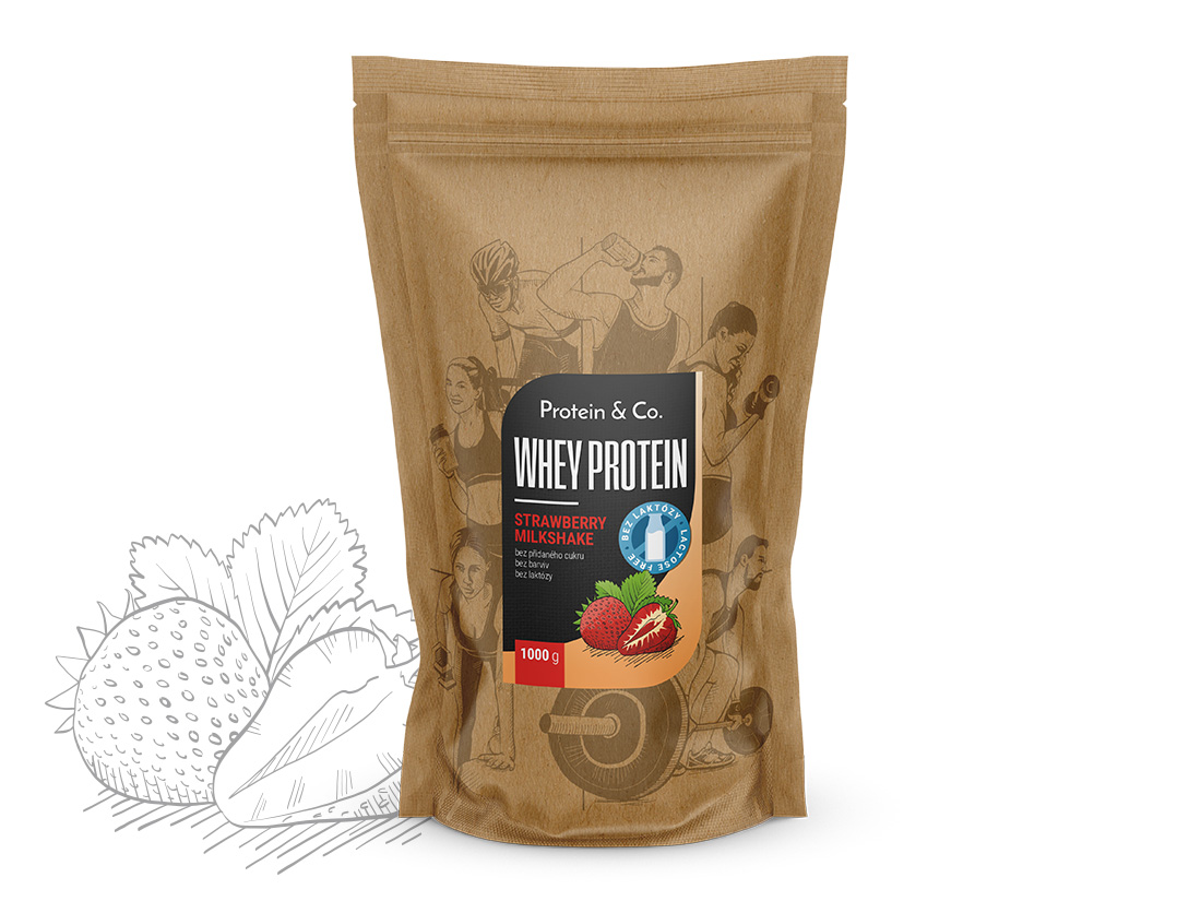 Protein & Co. Bezlaktózový CFM Whey Váha: 500g, Zvol příchuť: Strawberry milkshake Obrázek