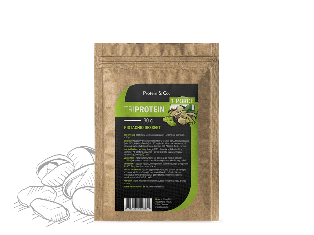 Levně Protein & Co. Triprotein – 1 porce 30 g Vyber si z těchto lahodných příchutí: Pistachio dessert