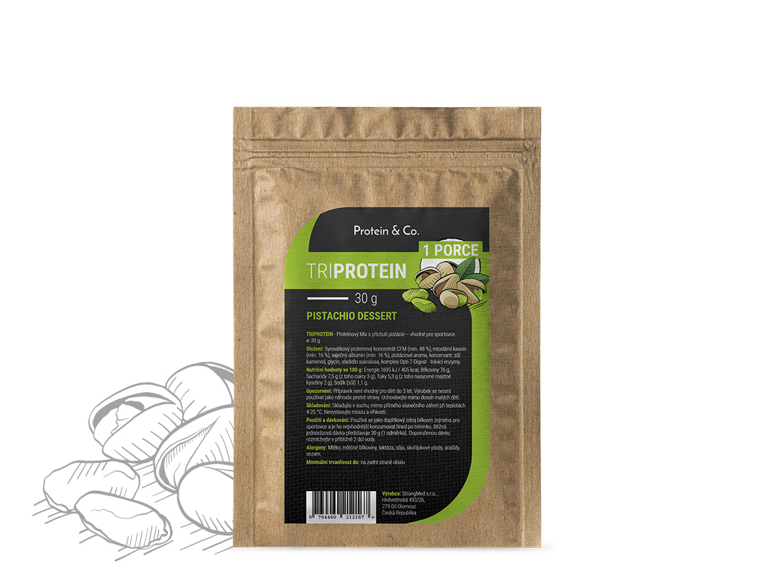 Protein & Co. Triprotein – 1 porce 30 g Vyber si z těchto lahodných příchutí: Pistachio dessert