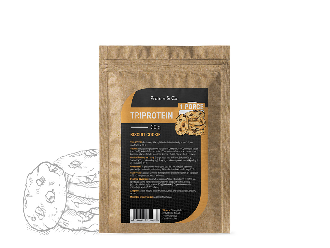 Levně Protein & Co. Triprotein – 1 porce 30 g Vyber si z těchto lahodných příchutí: Biscuit cookie