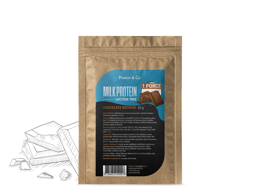 Levně Protein & Co. MILK PROTEIN – bezlaktózový protein – 1 porce 30 g Vyber si z těchto lahodných příchutí: Chocolate brownie