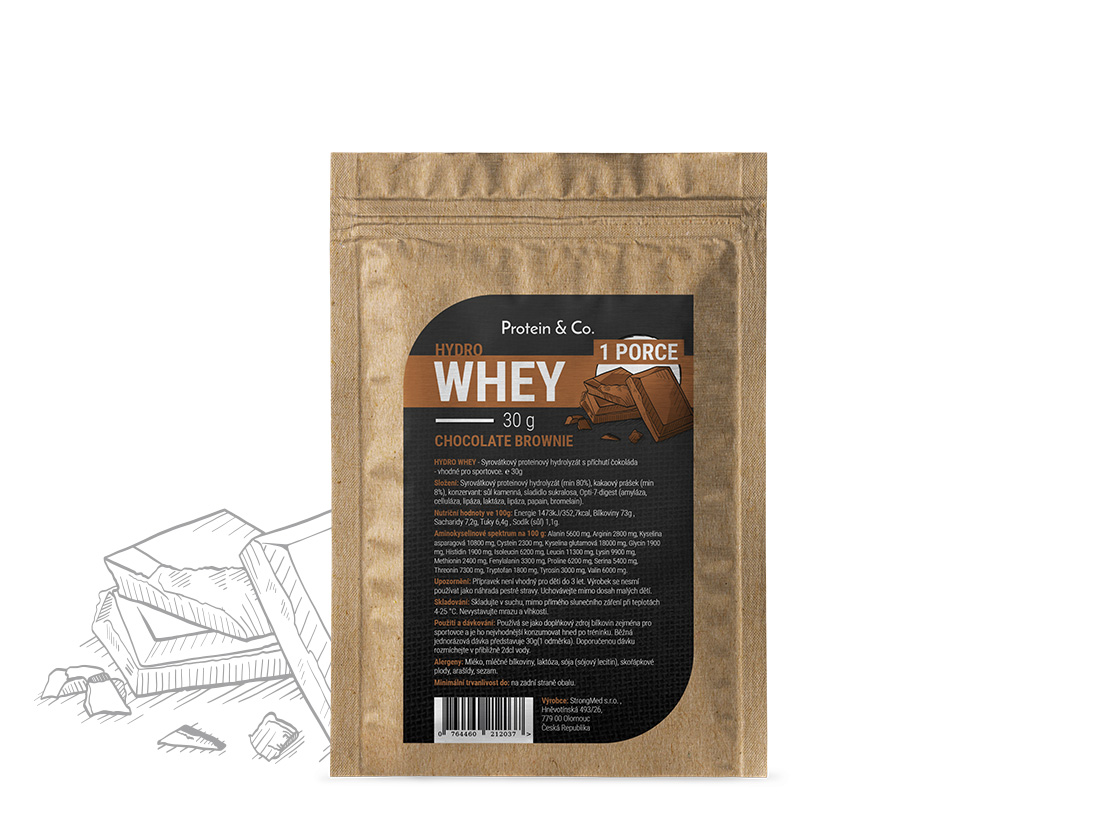 Levně Protein & Co. HYDRO WHEY – 1 porce 30 g Vyber si z těchto lahodných příchutí: Chocolate brownie