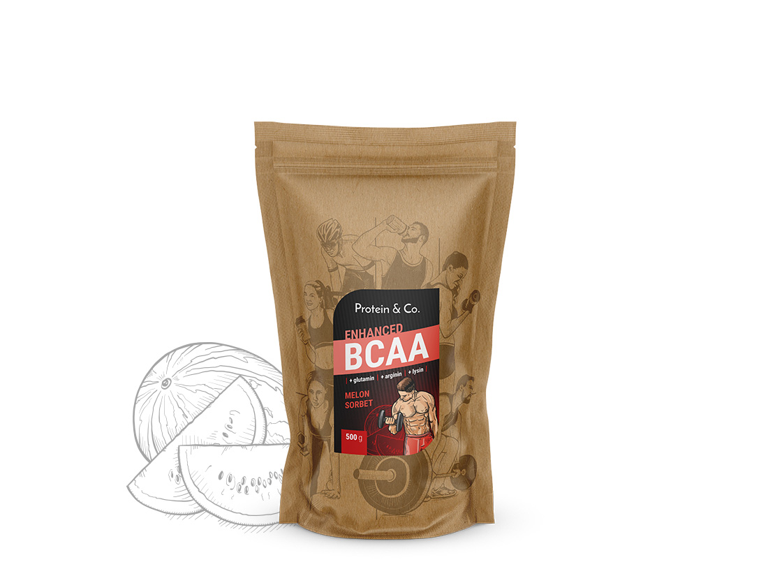 Protein&Co. BCAA ENHANCED - komplex aminokyselin 250g Váha: 500 g, Vyber si z těchto lahodných příchutí: Melon sorbet