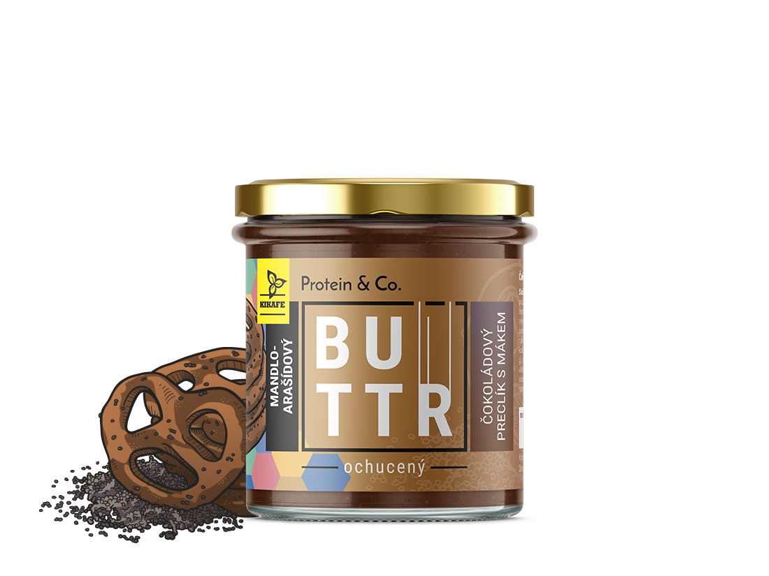 Levně Protein & Co. COFFEE TIME Čokoládový preclík s mákem - oříškový krém s kávou 330 g