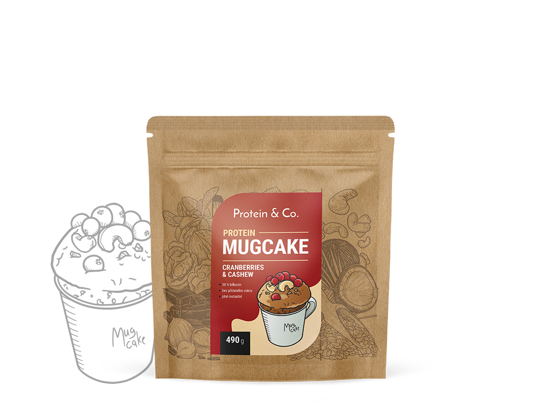 Protein & Co. Protein MugCake 490 g Vyber si z těchto lahodných příchutí: Cranberries & Cashew