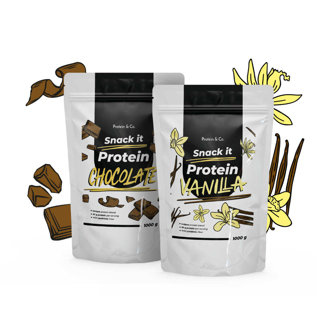 Levně Protein & Co. SNACK IT Protein 1 kg + 1 kg za zvýhodněnou cenu Vyber si z těchto lahodných příchutí: Chocolate, Vyber si z těchto lahodných příchutí: Chocolate