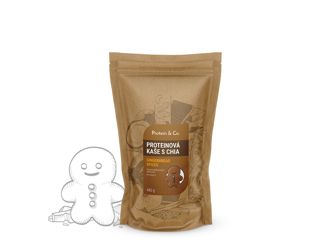 Protein&co. proteinová kaše s chia 480 g Vyber si z těchto lahodných příchutí: Gingerbread Spices