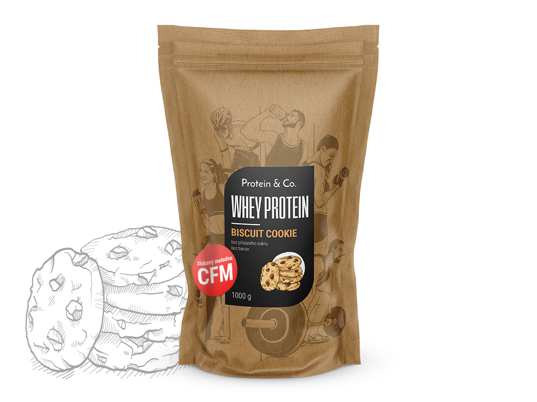 Levně Protein&Co. WHEY PROTEIN 80 1000 g Vyber si z těchto lahodných příchutí: Biscuit cookie