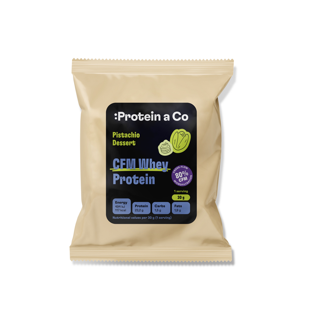 Protein&Co. CFM WHEY PROTEIN 80 - 30 g PŘÍCHUŤ: Vaječný likér Obrázek